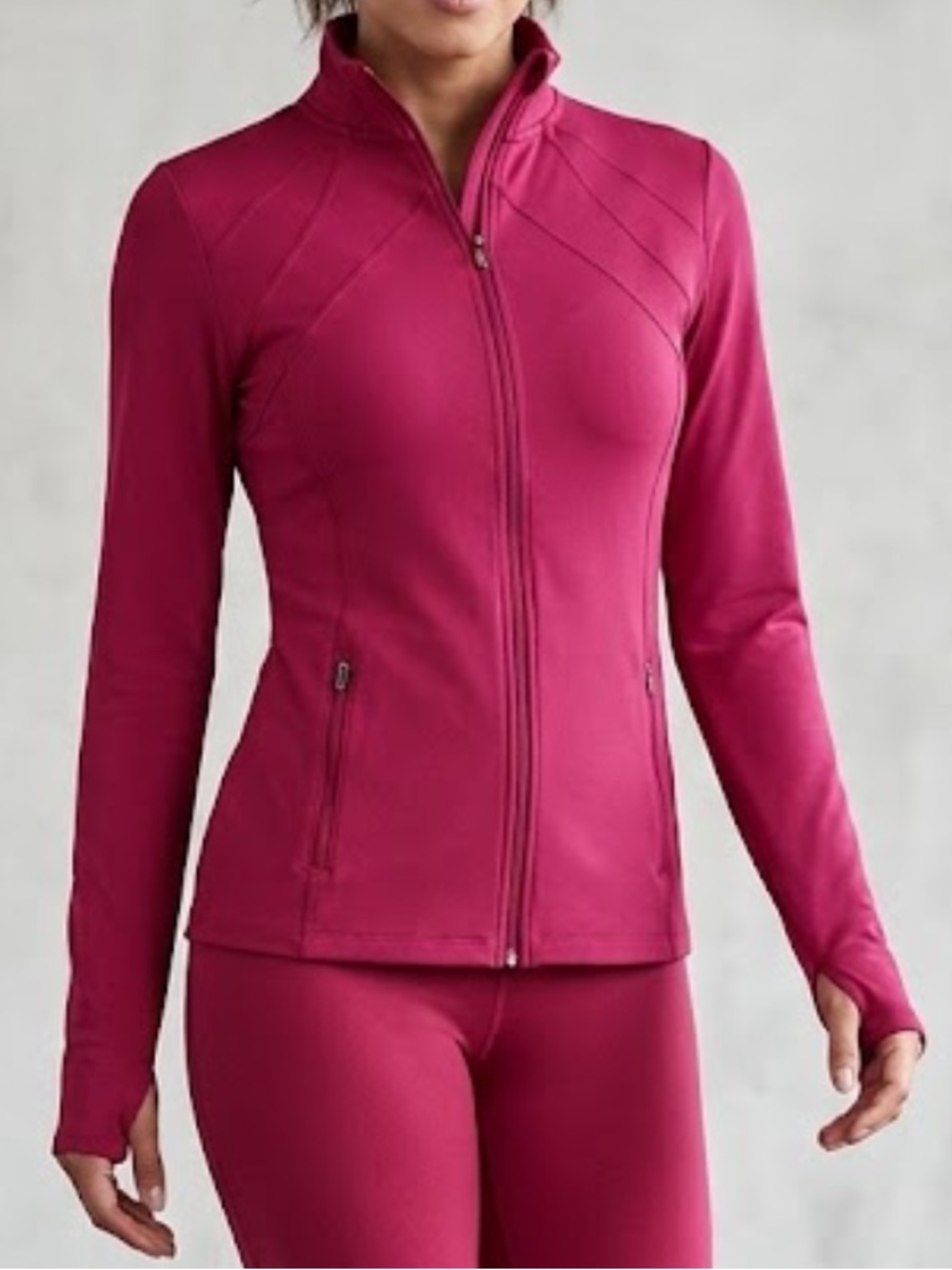 NWOT Champion Active Workout fitted Sport Jacket Red Long Sleeve thumb holes S